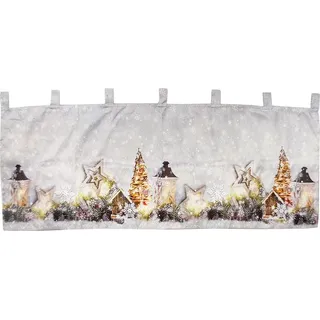 X-Mas Gardine Scheibengardine Weihnachten Fenstergardine LED 45x120cm - Weiß