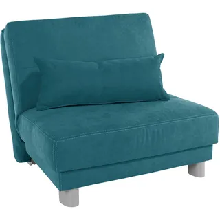 Schlafsofa HOME AFFAIRE "Gina", blau (türkis), B:80cm H:86cm T:195cm, Sofas, Schlafsofa, mit einem Handgriff vom Sofa zum Bett