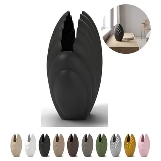 Deko Vase Muschel 13,8 cm, skulptural aus PLA – Schwarz - Schwarz