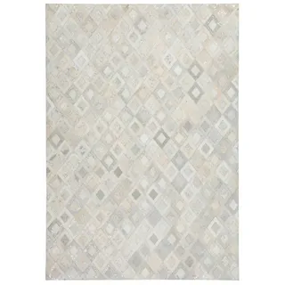 Kayoom Dazzle Lederteppich 120 x 170 cm Grau/ Silber