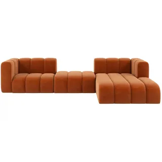 kaiser möbel Ecksofa L-Form, Grand L 319 cm, Veloursstoff Salvador, Braun, Rechts - Braun