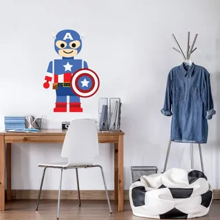 Wall-Art Wandtattoo »Spielfigur Held Captain America«, (1 St.), selbstklebend, entfernbar, 16064800-0 Bunt B/H/T: 55 cm x 80 cm x 0,1 cm