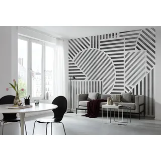 KOMAR Vliestapete Jeux de Lignes 300 cm x 250 cm Schwarz-Weiß
