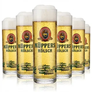 6x Küppers Kölsch Bier Glas 0,2l Kölschglas/Stange "Rittersitz Haus Haack" - Transparent