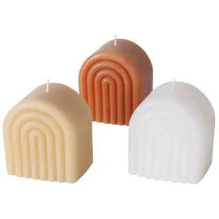 BOLTZE Stumpenkerze Kerze Arch, 8,5 cm hoch, 1 Stück, Hellbraun oder Taupe oder Weiß