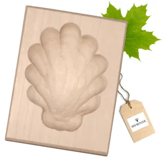 HOFMEISTER® Backform Muschel und Bärentatze Holz – Gebäckform aus Ahornholz, 6 cm, handgefertigt in Deutschland, für Spekulatius und Plätzchen (1 Stück)