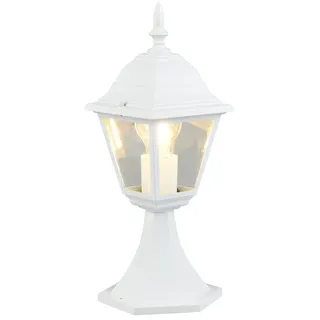 TRIO Leuchten LED Sockelleuchte im Landhausstil, Höhe 39cm, LED wechselbar, Warmweiß, Garten-Wegbeleuchtung, nostalgische Garten-Laterne, Außenleuchte weiß