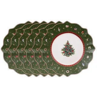 Villeroy & Boch Frühstücksteller Frühstücksteller grün 24 cm Toy's Delight 6-tlg., 6-teiliges Frühstücksset, Geschirrset, für 6 Personen, Ø24cm, grün grün