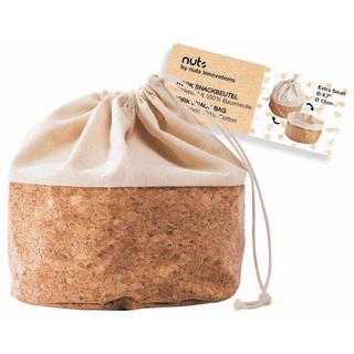 Nuts Textiler Kork Brotbeutel mit Kordel | Grösse XS | Brotsack | Brot nachhaltig aufbewahren | Als Aufbewahrung von Brot | Plastikfrei | Brotkorb | 100% Baumwolle