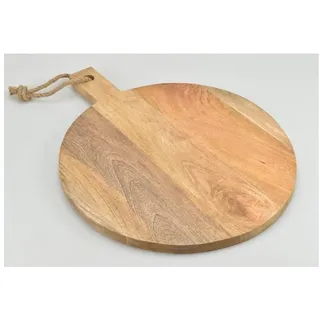BURI Servierbrett BURI Servierbrettchen Tablett Rund Holz Griff Schneiden Küchen Kochen, Holz