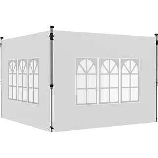 Set Aus 2 Seitenwänden Für Einen 3x3/3x4 M Großen Pavillon, Seitenwand Mit Fenster, Wasserdicht, Weiß