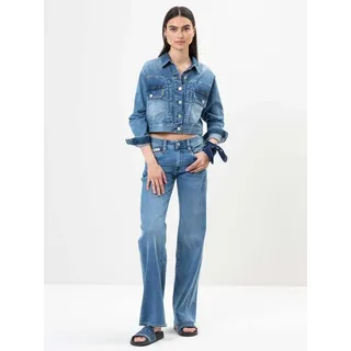 Herrlicher Prime New Damen Jeans Bootcut-Jeans Hose Wide-Leg mit Stretchanteil (DE/NL/SE/PL, Bundweite & Schrittlänge, 27, 32, Lupine) - 27W / 32L