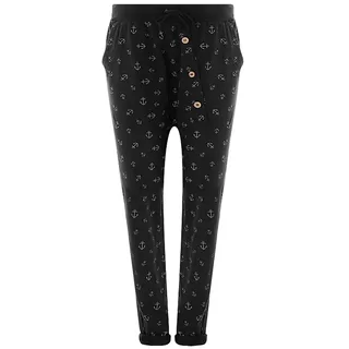 Fashion YOU WANT Damen Jogginghose Gr. 36 50 Sweatpants Sterne Boyfriend Ali Baba Style Anker Camouflage Uni Blumen Muster (44/46, Anker schwarz) - 44-46