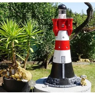 XXL Leuchtturm 1,8m Nordsee Sylt Premium 180cm hoch rot/weiß +Beleuchtung Garten Deko mit Spedition
