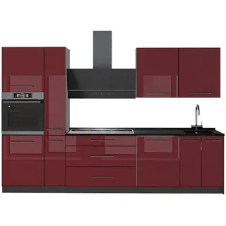 Vicco Küchenzeile Fame-Line 310 cm Bordeaux Hochglanz/Anthrazit