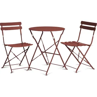 Vanage Bistro Set Balkon Balkonmöbel klappbar Set 3-teilig in rot, pulverbeschichteter Stahl, wetterbeständig, wasserfest, Besteht... | Rot