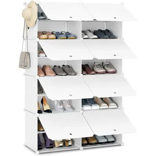 Woltu Schuhregal 94 x 144 x 36,5 cm mit 8 Schubladen weiß