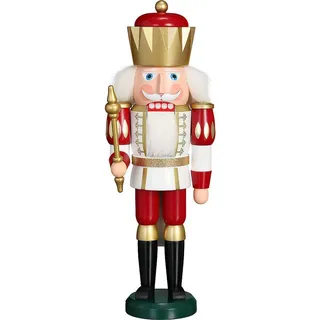 Seiffener Volkskunst Nussknacker König 40 cm rot/weiß