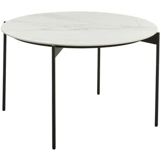 Venjakob Couchtisch, Schwarz, Weiß, Metall, Keramik, rund, Rundrohr, 83x42x83 cm, Goldenes M, Dgm, Handmade in Germany, Wohnzimmer, Wohnzimmertische, Couchtische, Couchtische Metall