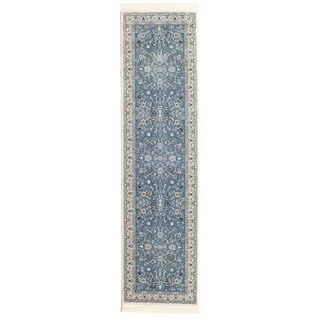 RugVista Nain Florentine, Teppich, Perser traditionell, 80 x 300 cm, Rechteckig, Niedriger Stapel, Wohnzimmer, Esszimmer, Schlafzimmer, Küche, Diele, Nur chemische Reinigung, Oeko_tex_100, Hell Blau