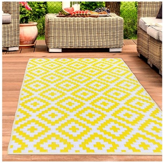 Outdoorteppich Wasserfester Ethno-Outdoor-Teppich in gelb weiß, Carpetia, rechteckig gelb|weiß 240 cm x 340 cm