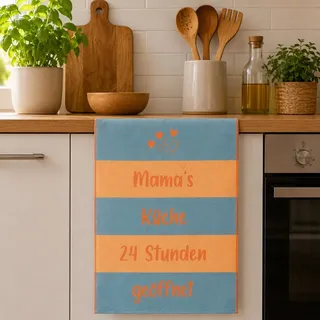 Ross 3er Pack Baumwoll-Geschirrtücher Mamas Küche 50x70 cm - blau;orange