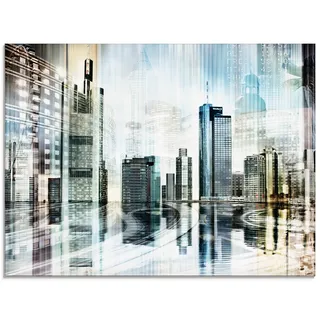 Glasbild ARTLAND "Frankfurt Skyline Abstrakte Collage", blau (farbe bild(er): blau), B:60cm H:45cm, Bilder, in verschiedenen Größen