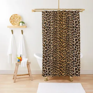 NHSY Leopard Print Duschvorhang Gepard Jaguar Tier Gefleckt Exotisch Trendy Big Cats Safari Cat Animals Dekorative Vorhänge Für Badezimmer,220x180cm