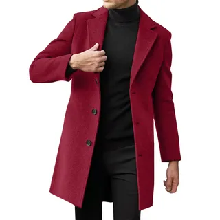 Wintermantel Herren Herrenmantel Long Mantel Winter Wollmantel Slim Fit Trenchcoat Vintage Coat Men MäNner MäNtel ÜBergangsmante