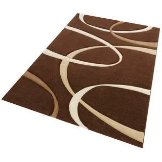 Teppich MY HOME "Bilbao" Teppiche Gr. B/L: 240 cm x 320 cm, 13 mm, 1 St., braun Esszimmerteppiche handgearbeiteter Konturenschnitt, flacher Teppich rund, Kurzflor