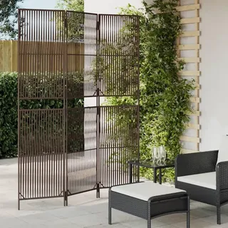 Sufrk Paravent 3-TLG. Paravent Outdoor Paravent Balkon Room Divider Raumteiler Trennwand Braun Poly Rattan - 365389
