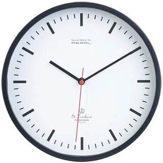 St. Leonhard Bahnhofsuhr Wanduhr: Analoge Wand-Bahnhofsuhr mit schleichendem Quarz-Uhrwerk, Ø 22,5 cm (Analoguhr, Uhr Wand, analog)