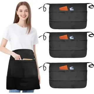 3er-pack Wasserdichte Küchenschürzen, Schwarze Schürze 86 × 55 Cm, Verstellbar Mit Tasche, Arbeitsschürze, Catering-schürze, Strapazierfähig, Unisex, Servierschürze Für Damen Und Herren