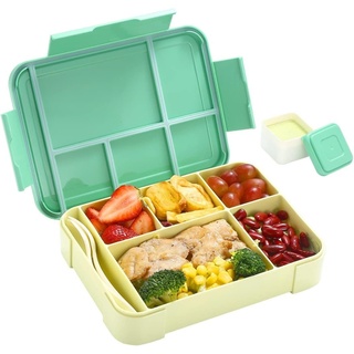 DOPWii Lunchbox KinderLunchbox, Brotdose–1300ML BPA Frei Bento Box Mit 5 Fächern, mit Besteck grün