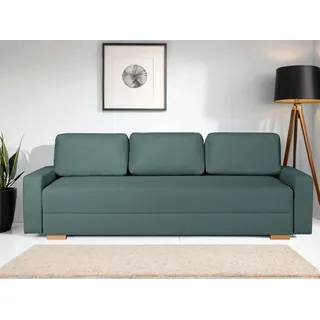 Home Affaire 3-Sitzer HOME AFFAIRE "SHERIDIAN Schlafsofa mit Bettkasten, in Feincord & Velvet", blau (türkis), B:225cm H:80cm T:94cm, 100% Polyester, Sofas, mit Wellenunterfederung, moderne Bezüge, B/H/T 225/94/80
