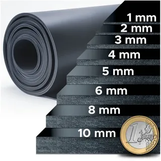 Nova Forma Gummimatte NR/SBR Glatt - Vollgummi Meterware in vielen Stärken, Gummiplatten vielseitig einsetzbar in Werkstatt, Beruf & Privat schwarz 120 cm x 700 cm x 3 mm