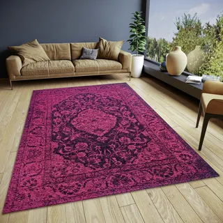 Hanse Home Mahat Orientalischer Teppich – Läufer Orientalisch klassisch gewebt mit Bordüre Vintage-Look, leicht Glänzend Flachgewebe für Schlafzimmer, Esszimmer, Wohnzimmer, Flur – Pink, 160x235cm