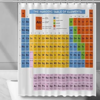 Famanu Duschvorhang Periodensystem 180 x 200 cm - wasserabweisend, waschbar aus Polyester