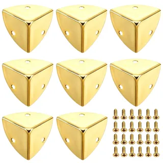 MNYXIS 8 Pcs Eckenschutz Metall Gold 23mm,Kantenschutz Metall für Holzkisten,Schmuckkästchen & Möbel,Vintage Kistenschutz Box Ecken inklusive Schrauben,Protektoren zum Umwickeln von Winkeln Holzkisten