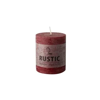 Papstar Rustic Tischkerze, durchgefärbt 95781 , 1 Karton = 6 Stück, bordeaux