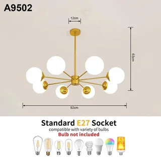 Sputnik-Deckenleuchte - 8-flammige Pendelleuchte - A9502 - Milchglas - Halogen - E27 - Nicht dimmbar - Halbbündige Montage