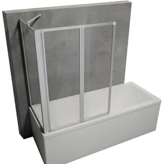 Schulte Badewannenfaltwand 89 x 121 cm 2-tlg. ESG Sicherheitsglas Klar Grau