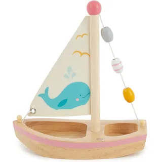 Bieco Holz Schiff für Kinder - Segelboot Spielzeug Boot Wasser - Kinderspielzeug für Kleinkinder - Sandkasten Deko