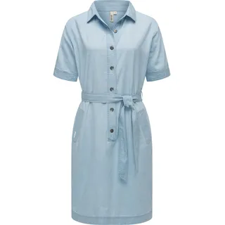 Ragwear Damen, Sommerkleid Kurzarm Midikleid in Denim-Optik mit Haifisch-Kragen und Taillenband Rozyna Denim YOUMODO Light Blue Denim Gr.