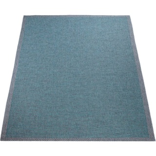 Teppich Quebec 135, Paco Home, rechteckig, Höhe: 4 mm, Flachgewebe, meliert, mit Bordüre, In- und Outdoor geeignet blau 60 cm x 100 cm x 4 mm