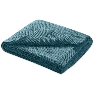 Wometo Babydecke Strickdecke Oeko-TEX Wolle-Look türkis 70x100