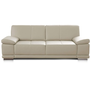 CAVADORE 2,5-Sitzer Sofa Corianne / Kleine Echtleder-Couch im modernen Design / Mit Armteilverstellung / 192 x 80 x 99 / Echtleder weiß