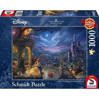 Schmidt 59484 - Puzzle, Thomas Kinkade, Disney, Die Schöne und das Biest, Tanz im Mondlicht