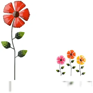 Decoris 1 Dekofigur Blume 55cm Metall Gartenstecker Outdoor Dekoblume Gartendeko Metallfigur Blumenstecker Außenbereich Metallstecker wetterfest