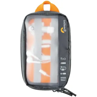 Lowepro GearUp Pouch Mini, Travel Essentials Case, Reiseetui für Telefonkabel, Kabel, Adapter, Akkus, Ladegeräte & USB-Sticks, Smartphone-Zubehörtasche, Hergestellt aus Recyclingmaterial, Grau